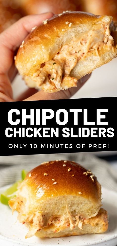 Shredded Chicken Sliders Recipes, Chipotle Chicken Sliders, Shredded Chicken Sliders, Chipotle Chicken Sandwich, Chipotle Mayo Sauce, Chicken Chipotle, Shredded Chicken Sandwiches, Sliders Recipes Chicken, Slider Sandwiches