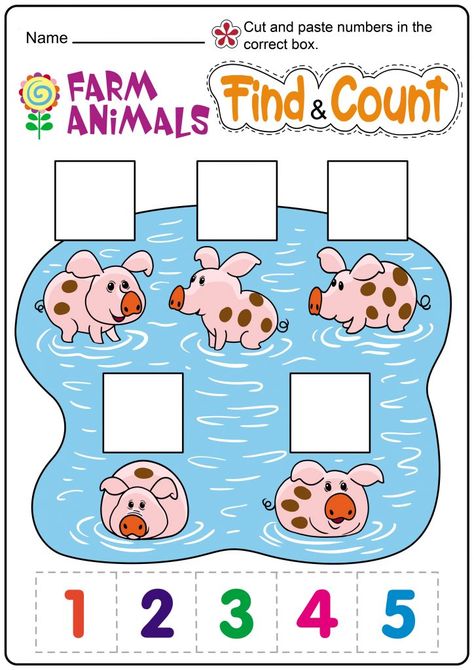 Farm-Themed Math Worksheets for Kindergartners | TeachersMag.com Farm Math Activities, Farm Theme Preschool Activities, Farm Math, Name Activities Preschool, Farm Animals Preschool, Farm Theme Preschool, Animal Lessons, Farm Animals Theme, Farm Preschool