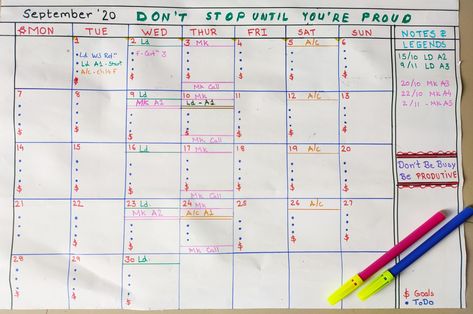 Easy goal tracking, online study calendar add ur classes name with different colors, add assignment and goals. Keep filling ToDo items everyday Calender Diy, Study Calendar, Goal Tracking, Online Study, Calendar Design, Bullet Journal, Quick Saves, Design