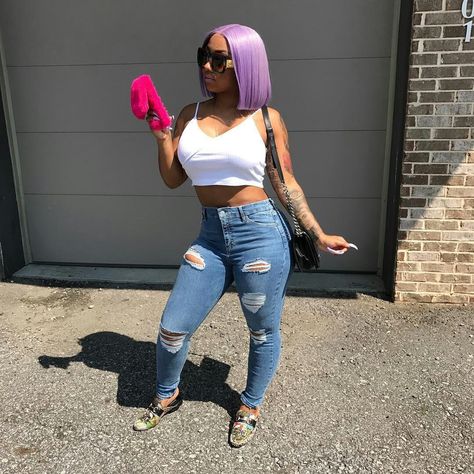 Kyle Sister, Kash Doll, Hair Colours, Baddie Hairstyles, Black Girls Hairstyles, Girl Style, Baddie Outfits, Protective Styles, Purple Hair