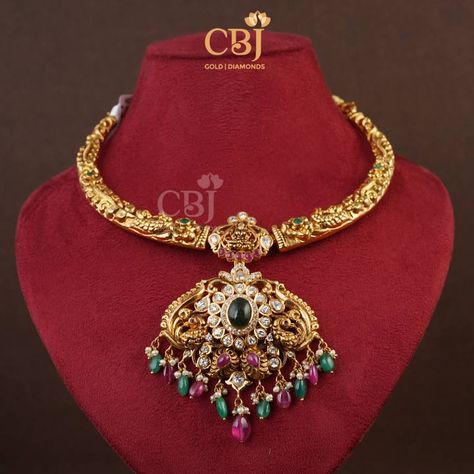 Modern CZ Pachi Kante Kante Models Gold, Kante Jewellery Designs, Kante Gold Necklaces Latest, Simple Choker Necklace Designs, Kante Designs Latest, Kante Indian Jewellery, Gold Kante Designs, Kante Necklace Designs, Kante Gold Necklaces