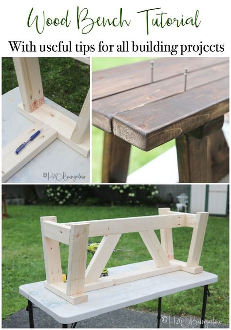 Wooden Bench Plans, Wood Bench Plans, Rustic Wood Bench, Diy Modern Furniture, Workbench Ideas, Woodworking Design, Diy Bench Outdoor, Bench Design, Woodworking Bench Plans