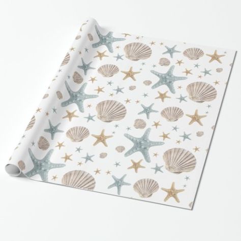 Christmas Wrapping Paper | Holidays 2022 | Zazzle Xmas Invitations, Beach Seashells, Christmas Beach, Coastal Christmas Decor, Unique Wrapping Paper, Holiday Wrapping, Wrapping Paper Design, Holiday Wrapping Paper, Freedom Design