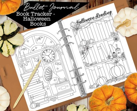 Downloadable Halloween bookshelves book tracker pages to put in your planner or journal. Use this spooky tracker to compile a list of all the scary books you want to read over the Halloween season. HOW DO I USE THEM? Print double sided and cut in half, then hole punch. Two versions of the design are included: A4 (so you cut in half to A5) and US letter (which you cut in half to make half letter). WHAT SIZE PLANNER DO THEY FIT? * A5 * US half letter Printable Tracker, Halloween Reading, Book Reading Journal, Album Journal, Scary Books, Book Tracker, Read List, Printable Halloween, Halloween Books