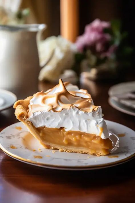 Homemade Butterscotch Pie, Butterscotch Pie Recipe, Homemade Butterscotch, Toriel Undertale, Butterscotch Pie, Holiday Pies, Flaky Crust, Meringue Pie, Butter Pecan