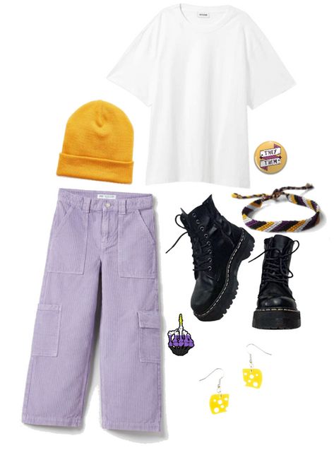 Nonbinary Flag Outfit, Pride Outfit Ideas Nonbinary, Pride Outfit Nonbinary, Nonbinary Pride Outfit, Non Binary Style, Non Binary Summer Outfits, Non Binary Outfit Ideas, Non Binary, Non Binary Outfits