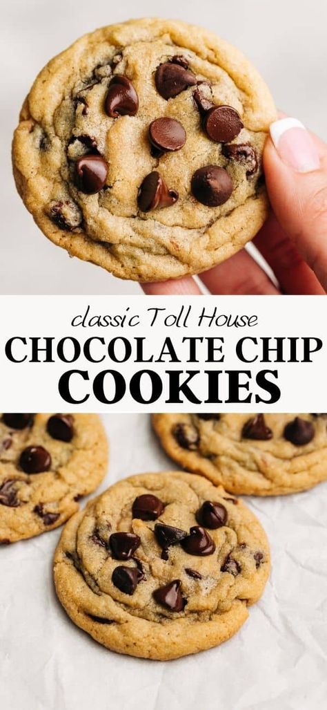 The chocolate chip cookie recipe that everybody loves! Learn how to make Classic Toll House Chocolate Chip Cookies from scratch. #chocolatechipcookies #tollhousecookies #cookierecipe #bakedambrosia | bakedambrosia.com Original Toll House Cookie Recipe, Nestle Chocolate Chip Cookie Recipe, Toll House Cookie Recipe, Toll House Chocolate Chip Cookies, Nestle Chocolate Chip Cookies, Tollhouse Cookie Recipe, Tollhouse Chocolate Chip Cookies, Cookie Recipes From Scratch, Toll House Chocolate Chip