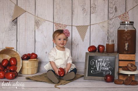 Apple Photoshoot, 6 Month Pictures, Month Pictures, First Birthday Photography, First Year Photos, Fall Apples, Birthday Photography, Babies First Year, School Photos