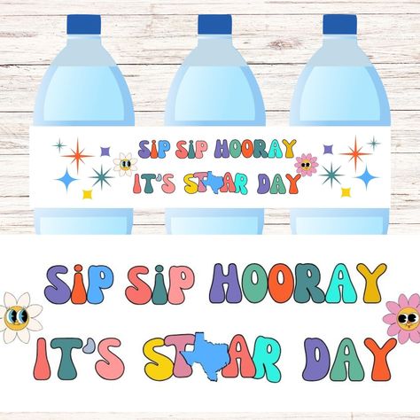 STAAR Test Day Tag Water Bottle Label, STAAR Test Tag, School Test Water Bottle Drink Tag Staar Test Motivation, School Test, Staar Test, Bottle Drink, Sip Sip Hooray, Drink Tags, School Testing, Brochure Paper, Water Bottle Label