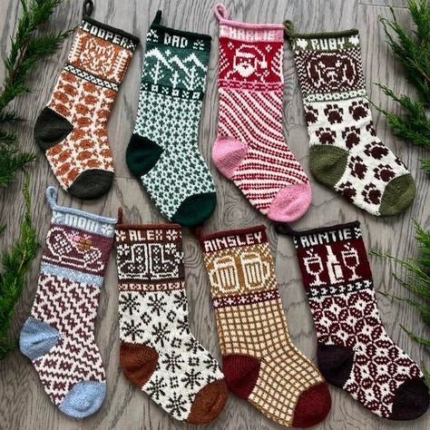 Christmas Stockings Pattern, Custom Stockings, Knitted Christmas Stocking Patterns, Knit Christmas Stocking, Colorwork Chart, Double Pointed Knitting Needles, Custom Stocking, Holiday Knits, Christmas Stocking Pattern