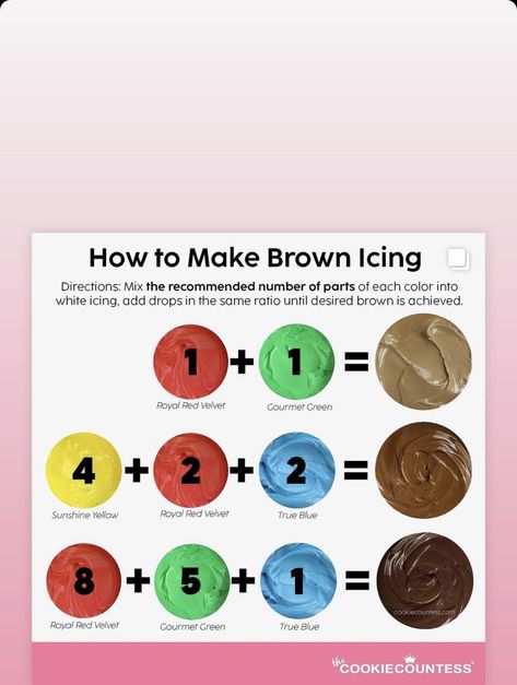 Brown Frosting With Food Coloring, Joy Drawing, Icing Color Chart, Camouflage Tattoo, Food Coloring Mixing Chart, Food Coloring Chart, Brown Food Coloring, Color Mixing Chart Acrylic, Cooking Decorating