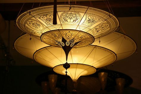 Fortuny Lights by Mariano Fortuny by pisanim, via Flickr Fortuny Lamps, Fortuny Chandelier, Fortuny Lighting, Fortuny Lamp, Mariano Fortuny, Unorganized Idea, Umbrella Lights, Urban Lighting, Lighting Concepts