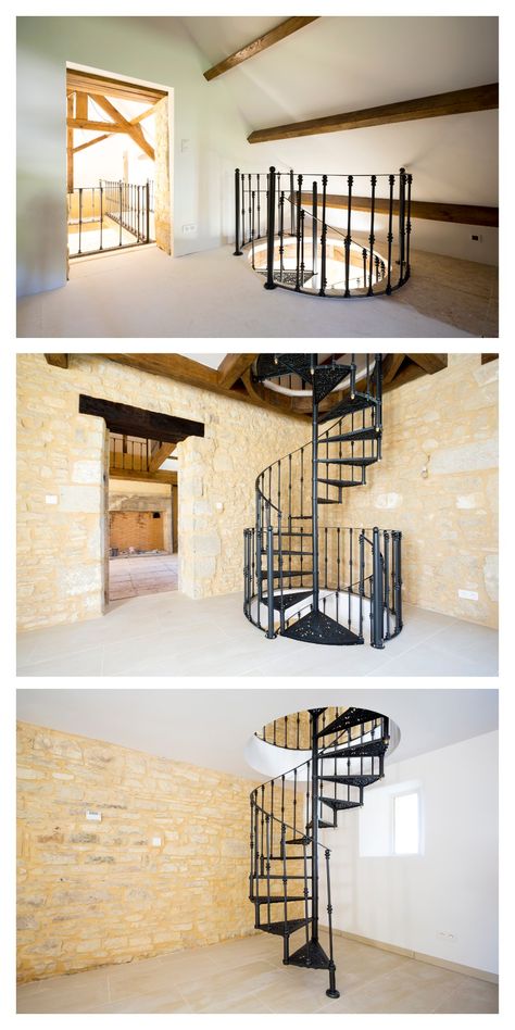 Loft Conversion Stairs, سلالم حلزونية, Spiral Stairs Design, درج السلم, Spiral Staircases, House Staircase, Stairway Design, Stairs Design Modern, Bathroom Remodel Pictures