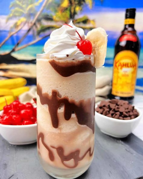 Indulge in a boozy Caribbean drink with this outrageously delicious Dirty Banana Cocktail. It’s an effortless blend of ice, bananas, thick coconut cream, and heavy cream spiked with vodka, Kahlua, and rum. Garnish it with chocolate syrup, whipped cream, and a maraschino cherry! Recipe ➡️ https://mooreorlesscooking.com/dirty-banana-cocktail/ Potato Soup Vegetarian, Banana Cocktail, Banana Cocktails, Cherry Recipe, Caribbean Drinks, Coconut Milk Coffee, French Toast Waffles, Eggnog French Toast, Banana Drinks