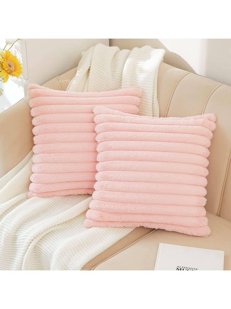 Pink  Collar  Polyester   Embellished   Home Textile Living Room Farmhouse Decor, Sofa Bed Living Room, Pink Throw Pillows, Pink Cushions, Preppy Room, Pink Pillows, Cute Pillows, Fluffy Pillows, Pink Bedding