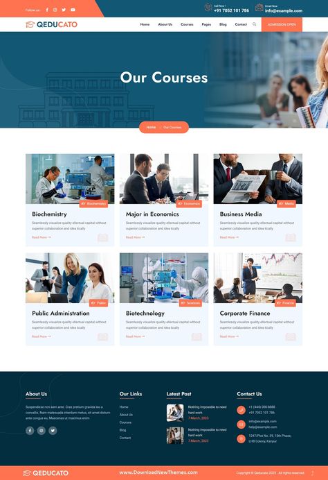 Qeducato - University and College WordPress Theme Simple Website Design Layout, College Website Design, University Website Design, Education Website Design, Simple Website Design, College Website, Course Web, Web Design Course, Ui Design Website