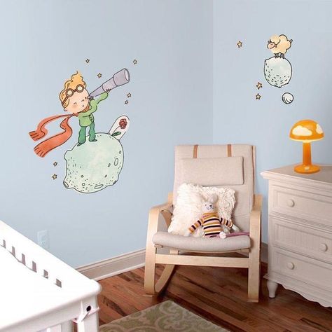 Le Petit Prince Nursery, Prince Room, Prince Nursery, Baby Deco, Baby Playroom, Kindergarten Design, Kids Room Paint, Sticker Mural, Little Prince