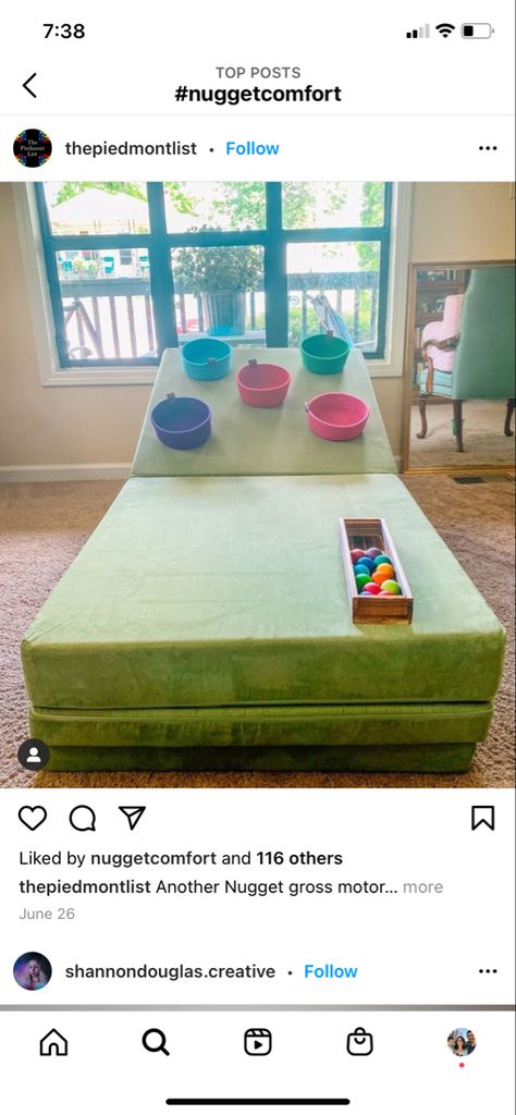 Nugget Single Build, Single Play Couch Builds, Play Couch Ideas, Nugget Build Ideas, Single Nugget Builds, 1 Nugget Configurations, Infant Play Area In Living Room, Nugget Activities, 2 Nugget Couch Configurations