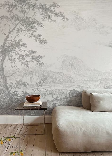 Mountain Panoramique Landscape Wall Mural Soft Colors Print - Etsy Landscape Wall Mural, Tree Wall Murals, Future Apartment, Tree Wallpaper, Painting Wallpaper, Landscape Wall, Landscape Walls, Landscape Wallpaper, Tree Wall