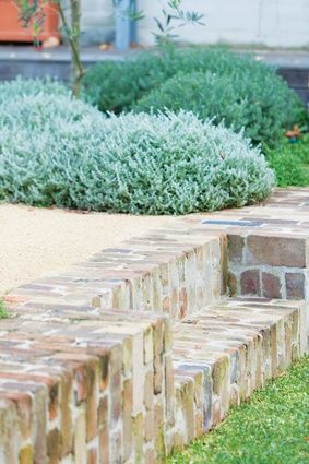 Landscaping With Bricks, Garden Hardscape, Brick Garden Edging, Garden Retaining Wall, Australian Native Garden, Recycled Brick, Brick Garden, Garden Stairs, Australian Garden