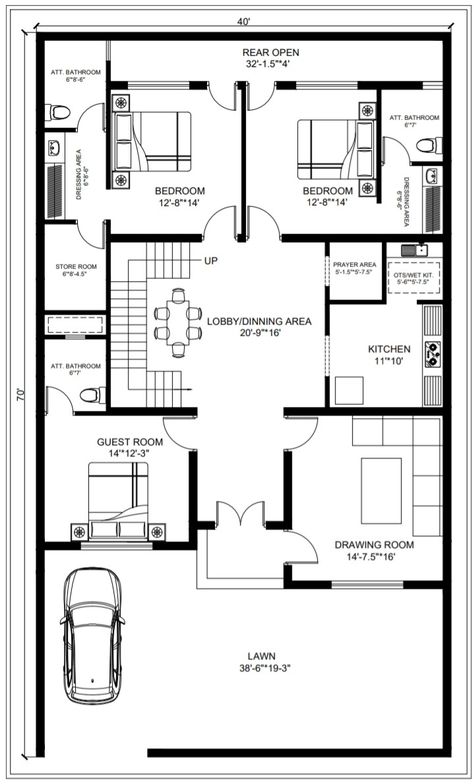 Modern 3 Bedroom House Design, 3 Bedroom House Design, 40x60 House Plans, 30x50 House Plans, Double Storey House Plans, South Facing House, West Facing House, Budget House Plans, North Facing House