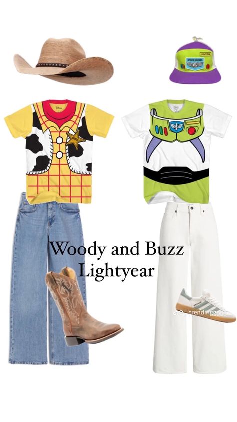 Buzz And Woody Costume Friends, Buzz And Woody Halloween Costumes, Buzz Lightyear And Woody Costume, Buzz Costume Women, Woody And Buzz Costume Best Friends, Buzz Light Year Costume Women's, Buzzlight Year Halloween Costumes, Buzz And Woody Costume, Buzz Lightyear Costume Women