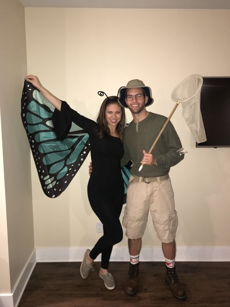 Fairy Couple Costume Halloween, Butterfly And Catcher Halloween Costume, Couple Fairy Costume, Butterfly And Catcher Costume, Butterfly Couple Costume, Butterfly And Butterfly Catcher Costume, Butterfly Costume Women's, Nature Halloween Costume, Jungle Costume