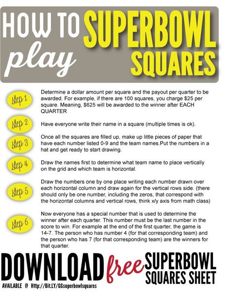 Download your FREE Superbowl Squares sheet before the big game! Superbowl Games, Super Bowl Printables, Football Bingo, Super Bowl Squares, Superbowl Squares, Football Squares, Superbowl Party Games, Fantasy Football Humor, Fantasy Football Trophy