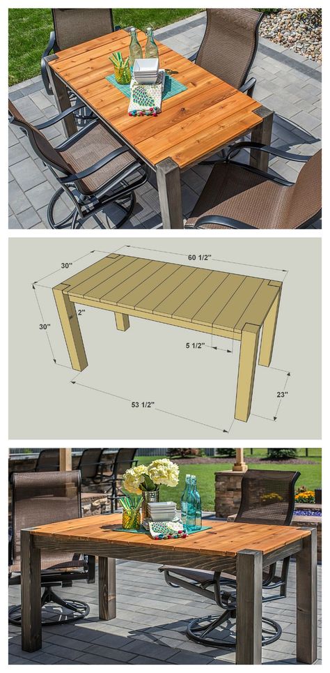 DIY Cedar Patio Table :: FREE PLANS at buildsomething.com Cedar Patio, Diy Patio Ideas, Diy Patio Table, Outdoor Meals, Outdoor Patio Table, Patio Tables, Diy Holz, Free Plans, Woodworking Plans Free