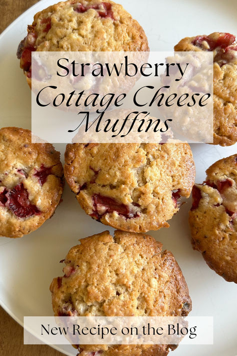 These strawberry cottage cheese muffins are the perfect snack or breakfast, delivering a satisfying amount of protein from cottage cheese and vibrant freshness from strawberries. Strawberry And Cottage Cheese Muffins, Cottage Snacks Ideas, Cottage Cheese Strawberry Muffins, Cottage Cheese Muffins Gluten Free, Muffins Made With Cottage Cheese, Protein Muffins Cottage Cheese, Cottage Cheese Cupcakes, Strawberry Cottage Cheese Muffins, High Protein Cottage Cheese Muffins