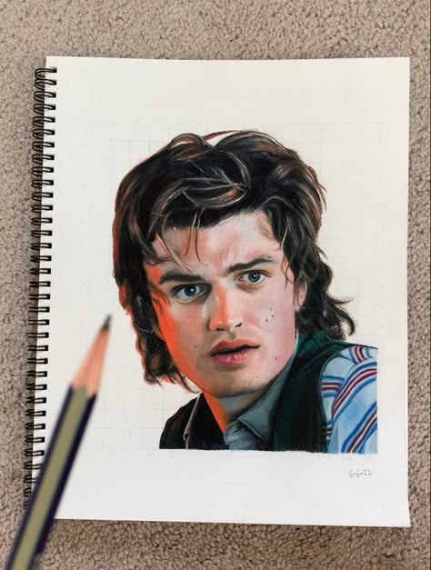 Steve Harrington Sketch, Steve Harrington Drawing, Finn Wolfhard Drawing, Realistic Lion Drawing, Drawing Ideas Food, Stranger Things Drawings, Actor Portrait, The Cast Of Stranger Things, Steve Harrington Stranger Things