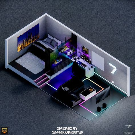 Game Bedroom Design, Bedroom Design Gaming, Game Rooms Ideas, Small Gamer Room, Kids Games Room, Gamers Bedroom, Game Room Games, Gaming Room Setup Ideas, Gamer Room Design