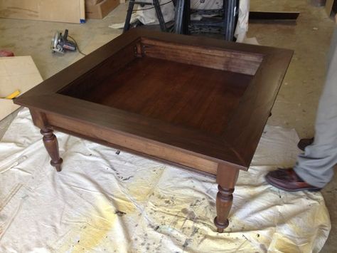 Diy Shadow Box Coffee Table, Shadowbox Coffee Table, Coffee Table Display Case, Craft Table Ikea, Shadow Box Table, Shadow Box Coffee Table, Glass Shadow Box, Coffee Table Plans, Display Coffee Table