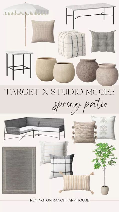 Studio Mcgee Outdoor Space, Studio Mcgee Front Porch, Studio Mcgee Outdoor, Mcgee Outdoor, Studio Mcgee Spring, Modern Porch Decor, Spring Patio, Home Decor Studio, Rectangle Patio