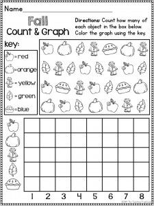 autumn graph worksheet Graph Worksheet, Summer Kindergarten, Kindergarten Valentines, Counting Practice, Graphing Worksheets, Spring Kindergarten, Tracing Lines, Matching Worksheets, Common Core Kindergarten