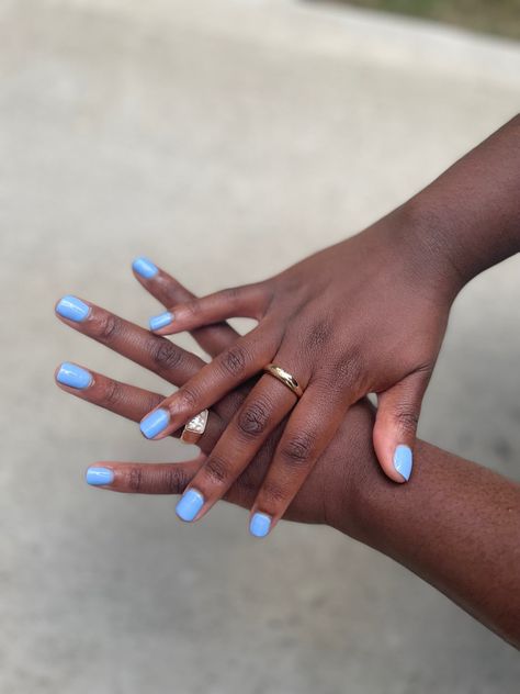 Blue Nails Black Women, Ongles Baby Blue, Realistic Nails, Trendy Nail Colors, Heart Tip Nails, Nails For Dark Skin, Dark Skin Nail Color, Nail Color Combinations, Nail Growth Tips