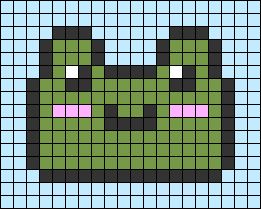 Alpha pattern #149476 | BraceletBook Crochet Tapestry Pattern Frog, Pixel Art Pattern Frog, Frog Tapestry Crochet, Frog Pixel Art Grid, Simple Alpha Patterns Small, Kpop Crochet Grid, Frog Alpha Pattern, Alpha Pattern Crochet, Crochet Grid