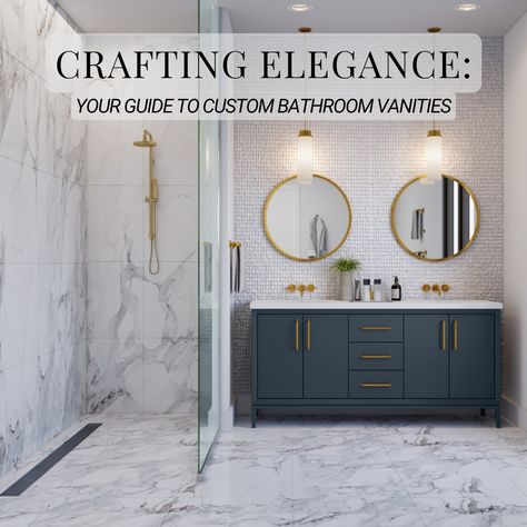 Dive into our latest blog post to discover the art of choosing the right custom bathroom vanity that perfectly suits your style and space. From expert design to superior craftsmanship, we break down everything you need to know to make the best choice for your bathroom sanctuary. Whether you're in need of a single or double vanity, our collections offers customizable options to personalize your space. Handcrafted in the USA with the finest materials, these collections are designed to stand the... Custom Bathroom Vanities, Powder Room Remodel, Master Bath Renovation, Bathroom Sanctuary, Custom Bathroom Vanity, Bathroom Redesign, Bathroom Tile Designs, Gorgeous Bathroom, Bathroom Inspiration Decor