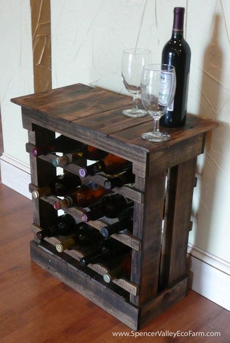 EL RINCON "CITO". ¡ DECORA RECICLANDO ! (pág. 466) | Decorar tu casa es facilisimo.com Bar Pallet, Wine Storage Cabinets, Pallet Wine Rack, Pallet Wine, Wooden Wine Rack, Wood Wine Racks, Diy Casa, Diy Wine Rack, Pallet Crafts