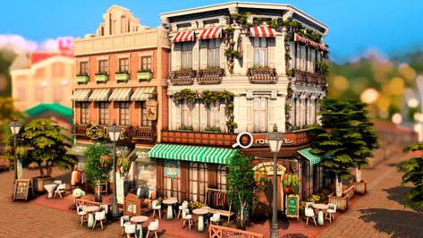 Sims 4 Community Lot Ideas, Downtown Sims 4 Cc, Sims 4 Recreation Center, Sims4 Build, Sims4 Builds, Sims Design, Ts4 Builds, Bloxburg Town, Lotes The Sims 4