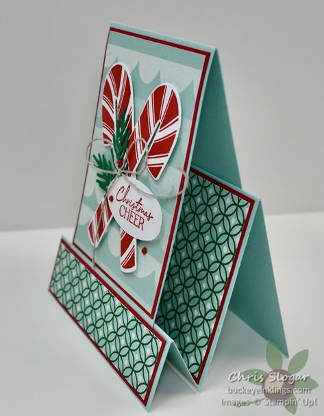 Stampin Up Sweetest Christmas, Sweet Candy Canes, Sweet Christmas Card, Candy Cane Cards, Step Card, Creative Juice, Card Creative, Card Candy, Fun Folds