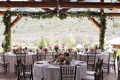 Rustic Garland-Adorned Pavilion Wedding Reception Cookout Wedding, Pavilion Wedding Reception, Wooden Pavilion, Pavilion Wedding, Rustic Wedding Reception, Wedding Reception Decor, Commitment Ceremony, Sister Wedding, Reception Decor