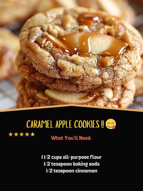 Kismet Cookies, Caramel Apple Cookies, Chewy Cookies, Apple Cookies, Fall Treats, Caramel Apple, Chewy Cookie, Caramel Apples, Cozy Fall