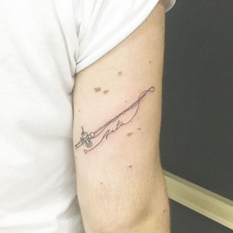 Fly Fishing Tattoos, Fishing Tattoo Ideas, Fishing Rod Tattoo, Fishing Pole Tattoo, Fishing Lure Tattoo, Pole Tattoo, Tattoo Fishing, Fisherman Tattoo, Fishing Tattoos