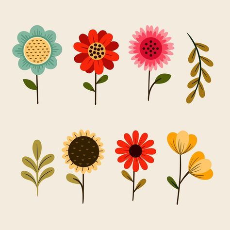 Cute Flower Drawing, Spring Drawing, Stencil Printing, Rose Flower Wallpaper, Folk Art Flowers, Flower Collection, Vector Flowers, Spring Flower, Arte Floral