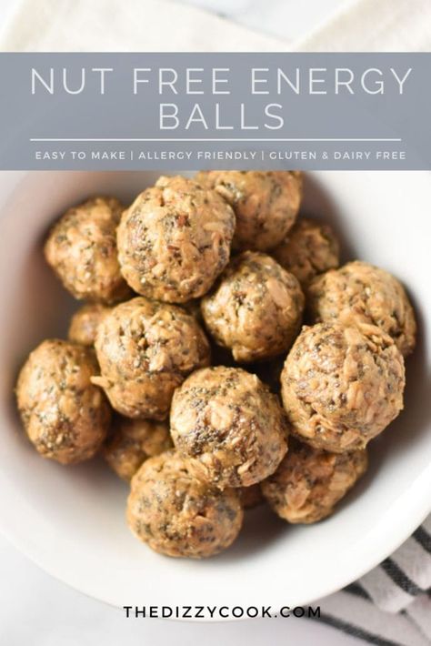 Nut Free Energy Balls, Sunbutter Recipes, Headache Diet, Foods For Migraines, Dizzy Cook, Migraine Diet, Energy Bars Recipe, Stuffing Balls, Clean Snacks