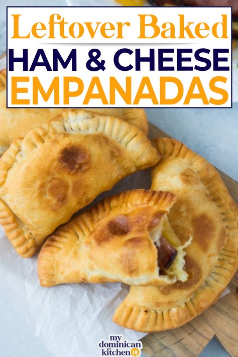 #ad This baked ham and cheese empanadas recipe is an easy way to use up the leftover baked ham after the holidays or to make ahead for easy weekday get-togethers. This dish is great on so many levels! You get that same great taste of the ham, but this time you get to enjoy it empanada style. | @mydominicankitchen #empanadas #easyhamacncheeseempanadas #empanadas #howtocookempanadas #hamandcheesesnacks Ham And Cheese Empanadas, Cheese Empanadas Recipe, Cheese Empanadas, Easy Ham, Dinner Leftovers, Holiday Ham, Appetizers Easy Finger Food, Ham Glaze, Ham Cheese