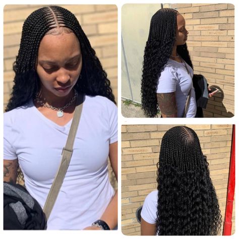 Layered Feed In Braids Hairstyles, Layered Braids Black Hairstyles With Beads, Side Part Layered Braids, Layered Scalp Braids, Layered Cornrows Braids, Scalp Braids With Knotless In The Back, Lemonade Braids With A Heart On The Side, Natural Hair Box Braids, Scalp Braids