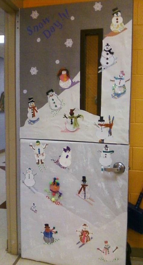 Snowman skiing winter preschool door Chillin With My Snowmies Door, Preschool Door, Christmas Doors, Snowman Door, Door Decorating, Winter Preschool, Door Decorations Classroom, Classroom Door, Door Decoration