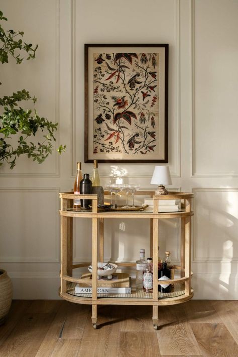 A Bar Cart Styled With McGee & Co. - Studio McGee Bar Cart Inspo, Coffee Bar Cart, The Mcgee Home, Mcgee Home, Bar Cart Styling, Salon Suites, Bar Cart Decor, Mcgee & Co, Studio Mcgee